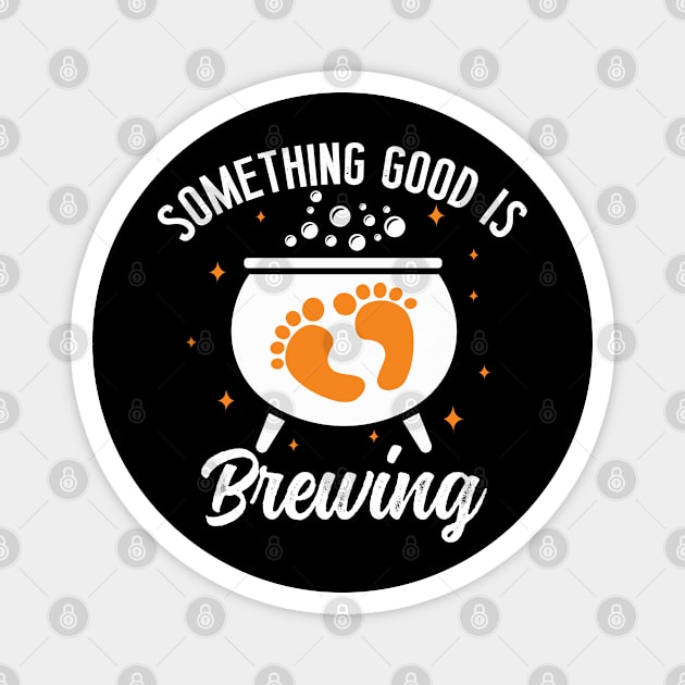 Pregnancy Baby Reveal Halloween Something Good Is Brewing Magnet by PhiloArt